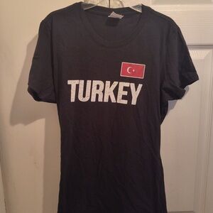 Turkey National team Flag Logo Black T-Shirt